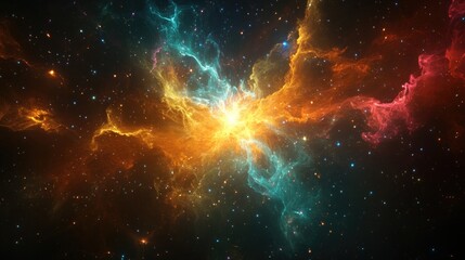 Fototapeta premium Stunning Nebula Space Art Orange Teal Colorscape