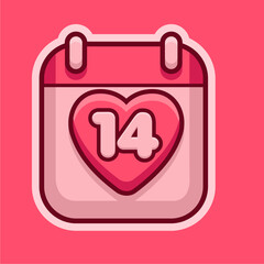 Valentine's Day Calendar Icon Vector Illustration
