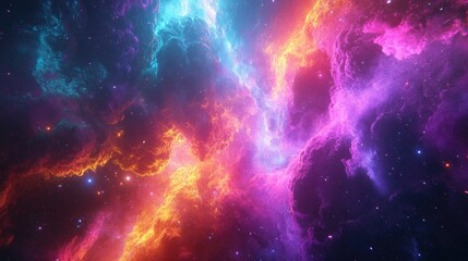 Vibrant Nebula Space Art Pink Orange Blue Cosmic Clouds