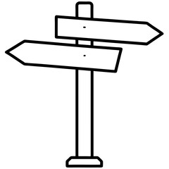 Simple Directional Signpost Line Art
