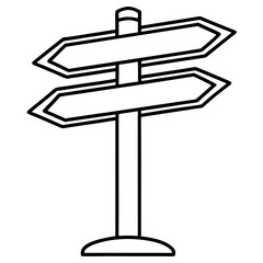 Simple Directional Signpost Line Art