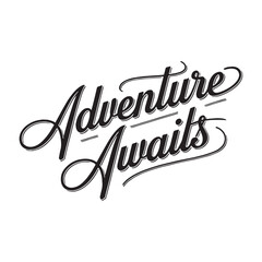 The "Adventure Awaits" typography design is a popular choice for T-shirts, especially for those who love travel and outdoor activities. It typically features bold, script or hand-drawn fonts, combined