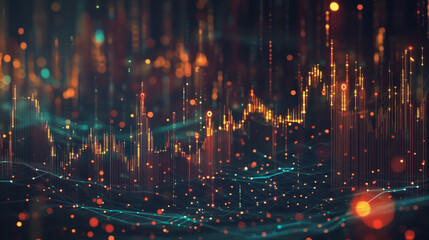 Obraz premium Abstract dark blue background with Colorful charts and graphs with statistics to innovative analyze business potential and forecast future development of companies growth.