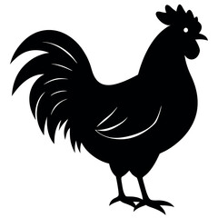 Chicken Rooster Silhouette Icon - Stylish Rooster Logo Design for Agriculture