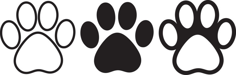 Paw print flat and outline icons design