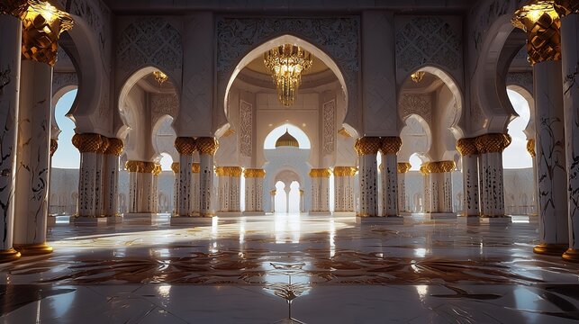 Ramadan Mubarak Islamic Design Mosque and Crescent Moon