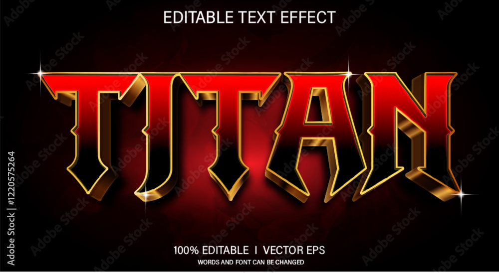 Poster titan 3d vector text effect with modern style design