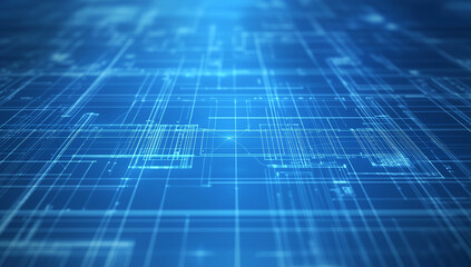 
Blue blueprint-style background with grid lines, vector illustration