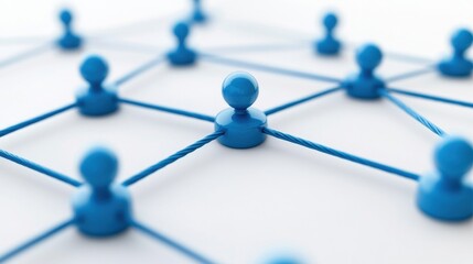 A network of blue figures connected by lines, representing communication, collaboration, and teamwork in a digital landscape.