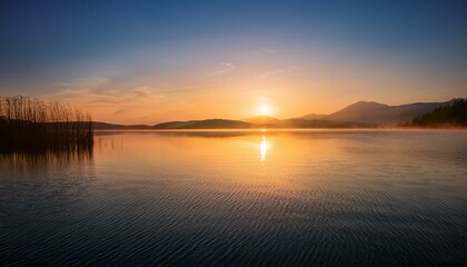 Minimalist Lakeside Morning Background