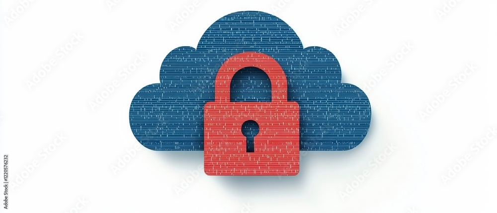 Poster a vibrant cloud symbol with a secure padlock, representing digital security and data protection in t