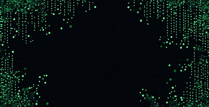 Green binary code background with green numbers on a black, matrix-style background