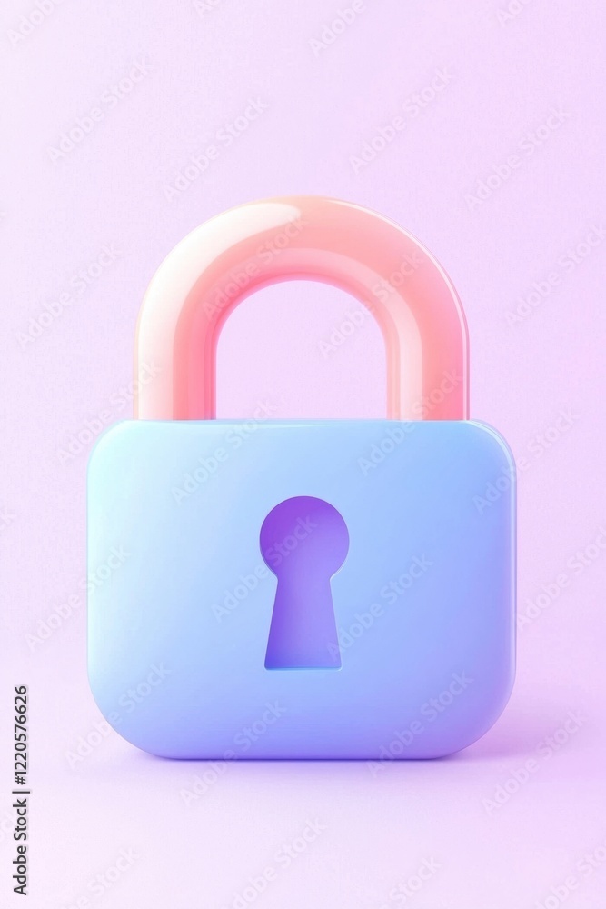 Poster colorful padlock symbolizing security and protection against unauthorized access in a minimalist sty