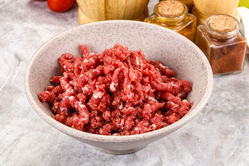Raw beef minced meat for cooking