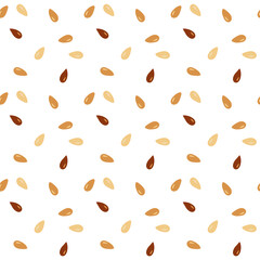 Sesame seeds pattern on white background. White sesame organic food and oil. Vector 