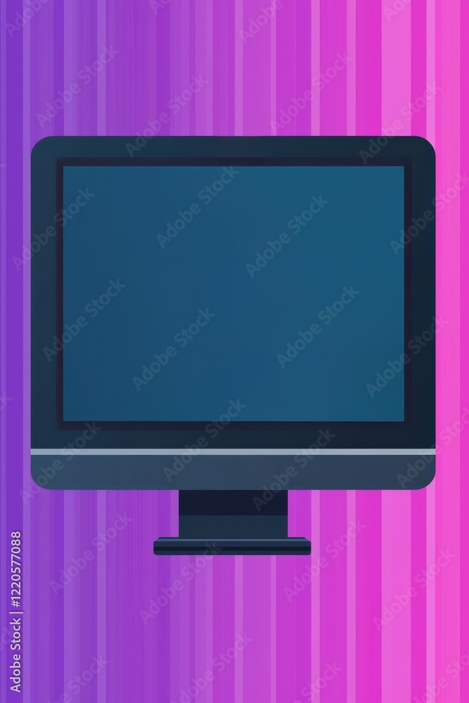 Poster a modern computer monitor displaying a vibrant purple gradient, perfect for tech and design projects