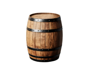 Wooden oak barrel isolated on transparent or white background, png