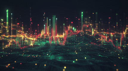 Abstract dark blue background with Colorful charts and graphs with statistics to innovative analyze business potential and forecast future development of companies growth.