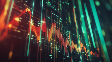 Obraz premium Abstract dark blue background with Colorful charts and graphs with statistics to innovative analyze business potential and forecast future development of companies growth.