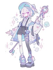 Obraz premium A Pastel Anime Girl With A Magical Wand