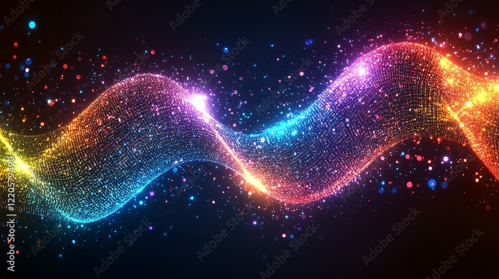 Poster digital-inspired rgb wave background with sharp geometric lines in vibrant red green and blue tones