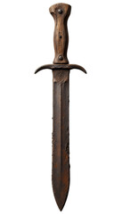 Obraz premium Rusty short sword with wood handle on transparent background