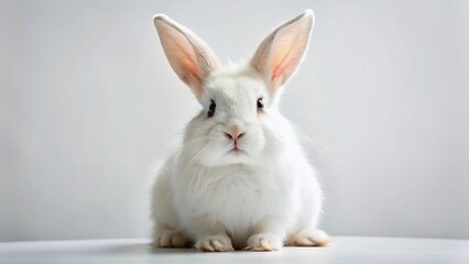 Fototapeta premium Adorable White Rabbit on Pure White Background - Studio Shot