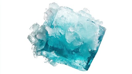 Ice Cube Art, a detailed watercolor illustration of a transparent ice cube, set against a clean white background, perfect for digital design and creative projects.