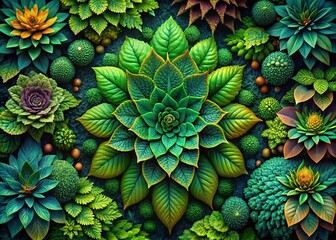 Fototapeta premium Aerial Drone Shot: Abstract Green Floral Wallpaper Design