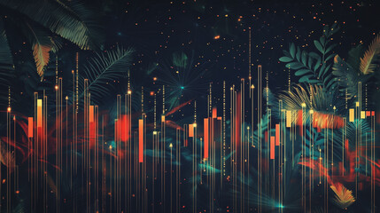 Abstract dark blue background with Colorful charts and graphs with statistics to innovative analyze business potential and forecast future development of companies growth.