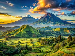 Fototapeta premium African Volcanoes: Uganda, Rwanda, DRC - Majestic Landscape