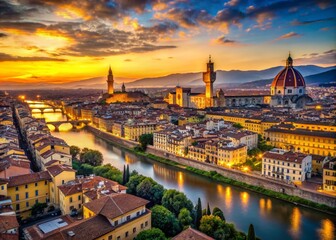 Fototapeta premium Aerial Drone View of Florence, Italy Cityscape at Sunset - Panoramic City Architecture