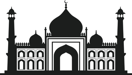 Majestic Mosque Silhouette - Intricate Islamic Architectural Vector