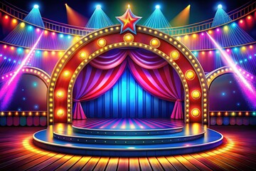 Circus Night Arena Dance Competition Stage Backdrop