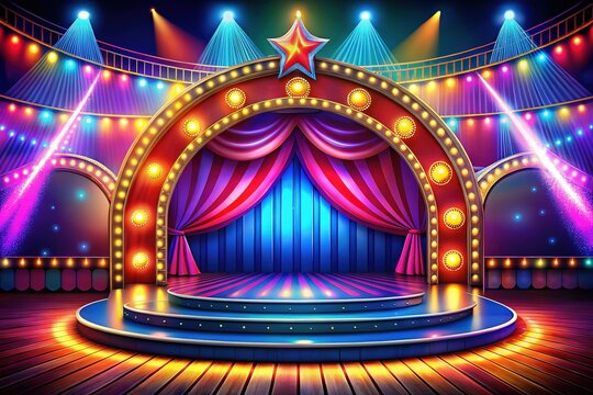 Circus Night Arena Dance Competition Stage Backdrop