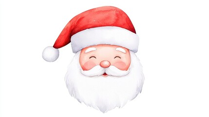 Whimsical Santa Portrait Art, charming vintage illustration featuring Santa in a playful watercolor style, perfect for festive designs and seasonal decor, available as PNG clipart