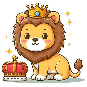 recommend clip art: A cartoon lion wearing a crown.