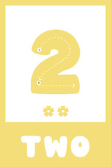 Learning numbers. Educational cards for children. Cute flashcards for preschool years and kindergarten kids. Numbers from 1 to 10. Vector illustration.