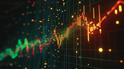 Obraz premium Abstract dark blue background with Colorful charts and graphs with statistics to innovative analyze business potential and forecast future development of companies growth.
