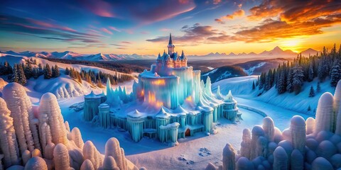 Elsa's icy drone soars, a fantasy realm unveiled.