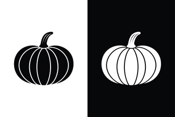 Elegant Pumpkin Silhouette Icon Sleek Design for Black and White Backgrounds.