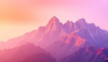 Pink and Purple Mountain Range at Sunset
