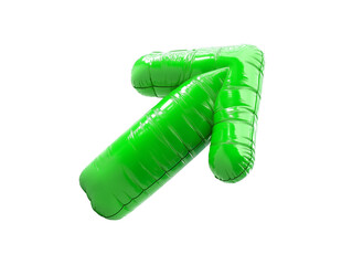 Inflated green balloon arrow isolated on white background