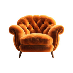 Fluffy 3D Cartoon Chair with Soft Plush Cushion and Teddy Bear Isolated on Transparent Background