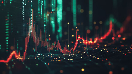 Abstract dark blue background with Colorful charts and graphs with statistics to innovative analyze business potential and forecast future development of companies growth.