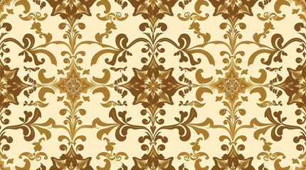 decorative damask pattern including complex floral and scroll motifs. elegant and classic wallpaper style. symmetrical and repeating look