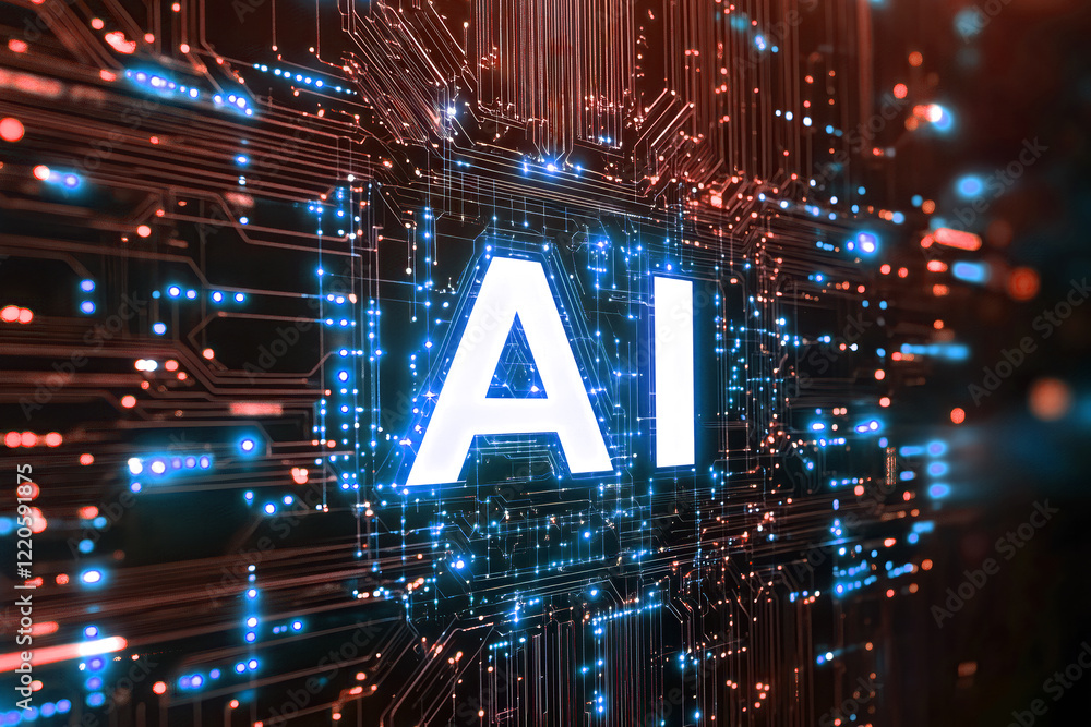 Poster ai as a fusion of circuits, data, and innovation in a dynamic and futuristic style. ai, circuit boar