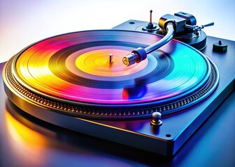 Retro Vinyl Turntable,  Stylish Audiovisual Art