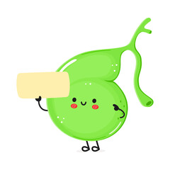 Cute funny Gallbladder poster character. Vector hand drawn cartoon kawaii character illustration. Isolated white background. Gallbladder poster