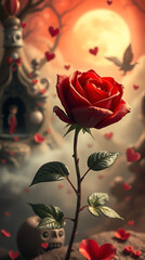 Obraz premium red rose on a black background